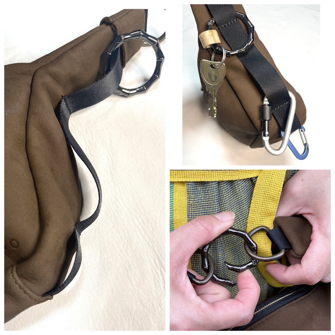 カラビナとミニショルダーバッグ