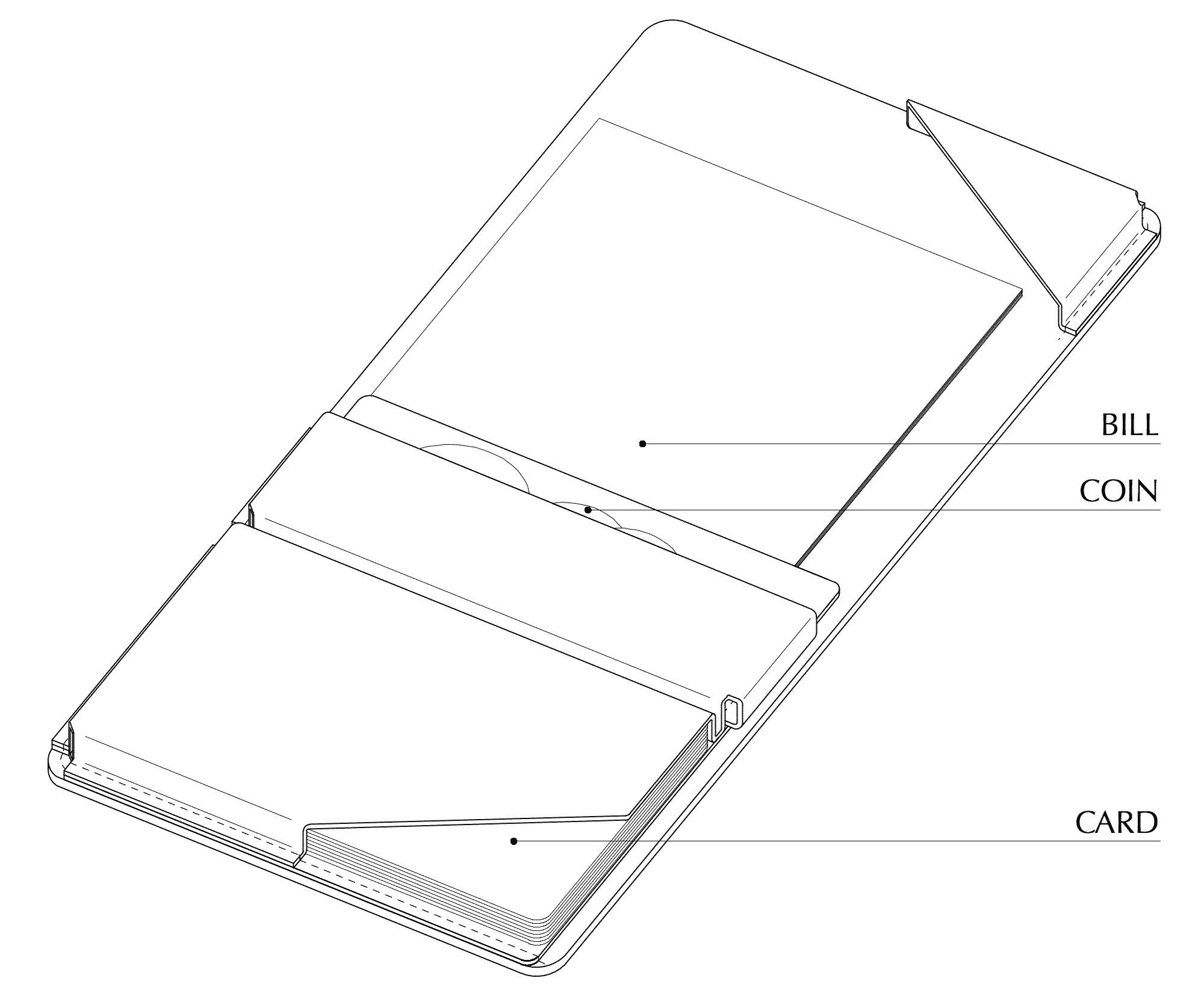 小さな【薄い財布】HITOE Foldの斜視図