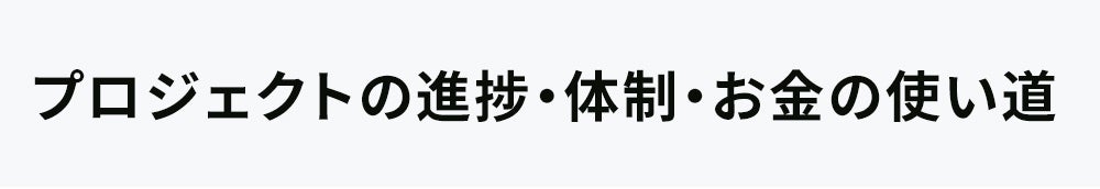 プロジェクトの進捗・体制・お金の使い道