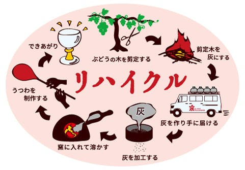 『リハイクル』活動 白神典大のうつわ展「ぶどうの灰でグラスをつくる」