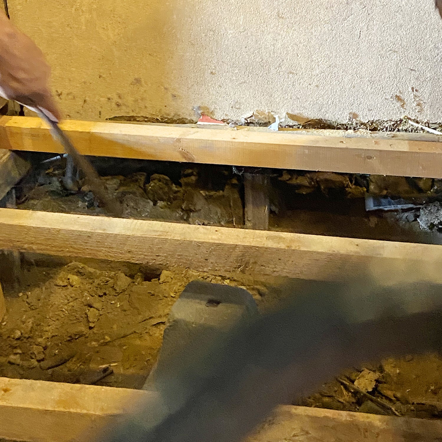 長年の雨水の侵食により朽ちてしまった柱や壁。