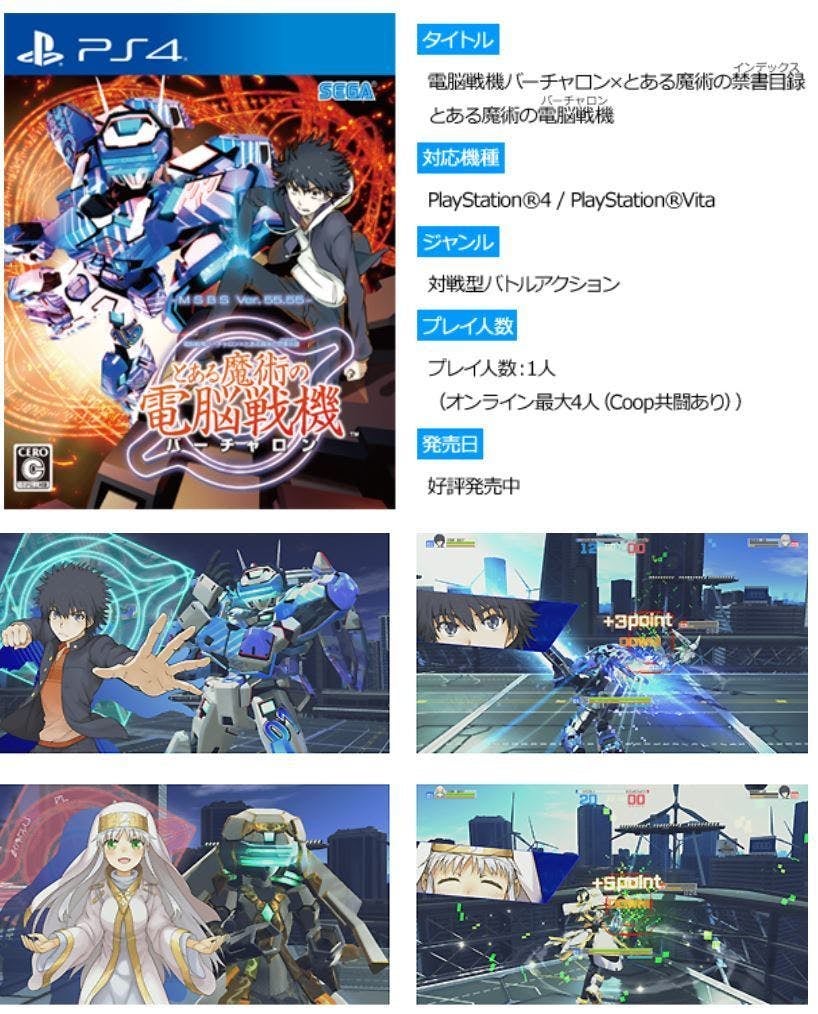 電脳戦記バーチャロン×とある科学の禁書目録＝とある科学の電脳戦記のプレステ画面インデックスデモ画面